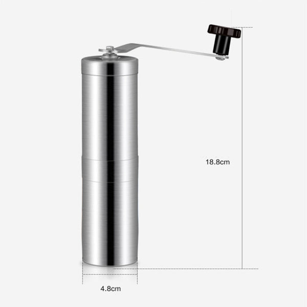 Portable Conical Burr Mill Manual Stainless Steel Hand Crank Coffee Bean Grinder, Capacity: 40g, Stainless Steel Capacity: 40g