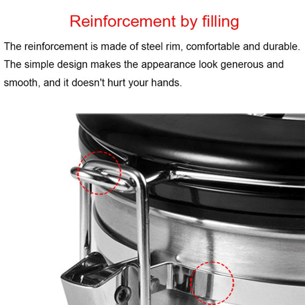 800ml Stainless Steel Sealed Food Coffee Grounds Bean Storage Container with Built-in CO2 Gas Vent Valve & Calendar
