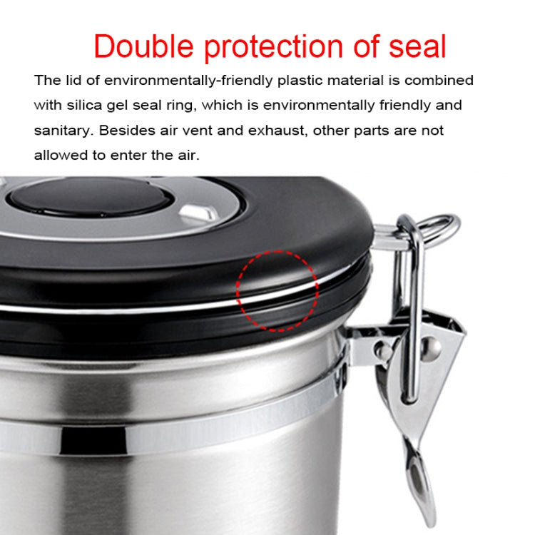 800ml Stainless Steel Sealed Food Coffee Grounds Bean Storage Container with Built-in CO2 Gas Vent Valve & Calendar