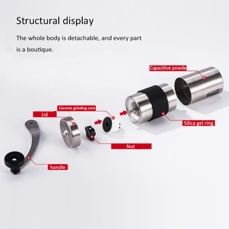 Portable Conical Burr Mill Manual Stainless Steel Hand Crank Coffee Bean Grinder, Capacity: 30g, Capacity: 30g
