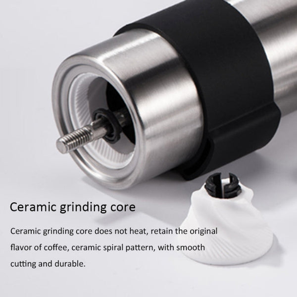 Portable Conical Burr Mill Manual Stainless Steel Hand Crank Coffee Bean Grinder with Silicone Ring, Capacity: 40g, Capacity: 40g