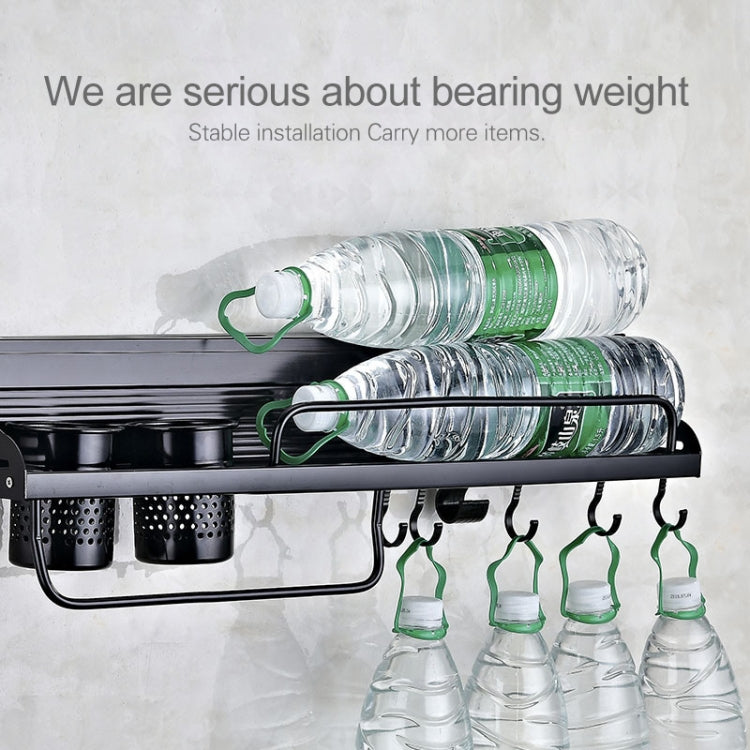 A Version 50cm 1 Cup  8 Hooks Kitchen Multi-function Wall-mounted Condiment Storage Rack, A Version 50cm 1 Cup