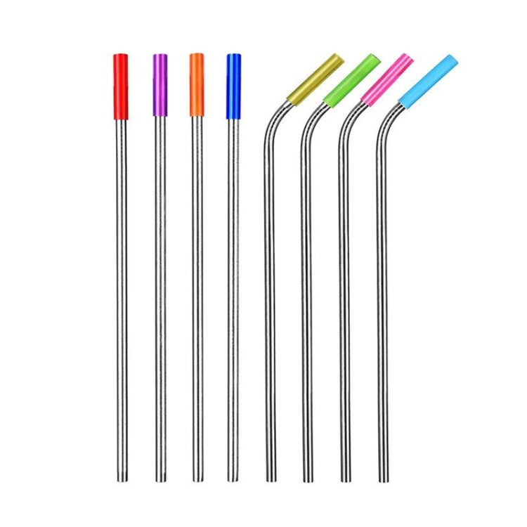 8pcs Reusable Silicone Tips Stainless Steel Drinking Straws + 2pcs Cleaner Brushes Set Kit with Cashmere Bag,  215*6mm, 215*6mm