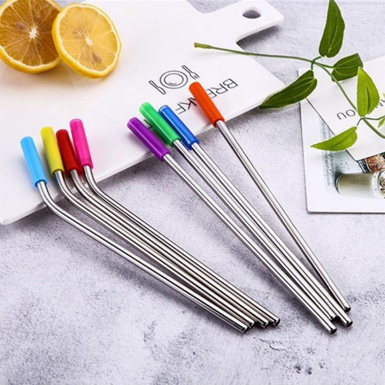 8 PCS Reusable Silicone Tips Stainless Steel Drinking Straws + 2 PCS Cleaner Brushes Set Kit with Cashmere Bag,  266*6mm, 266*6mm