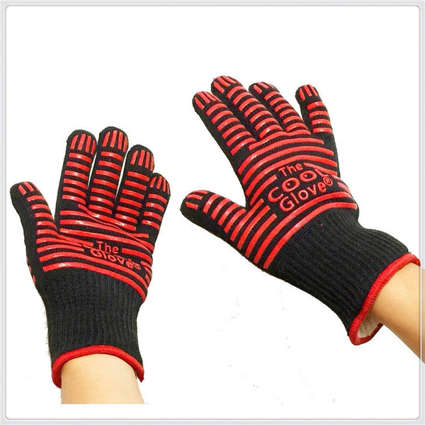 2 Layer Fire Protection Portable Silicone Anti-skidding High Temperature Resistance Cooking Baking Barbecue Gloves, Size: 28-33 cm