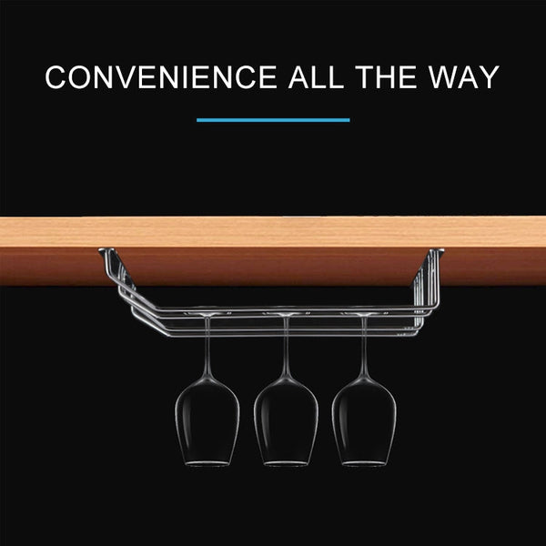 MICLAN Three Rows Stainless Steel Hanging Wine Glass Holder, Size: 34*32*27cm