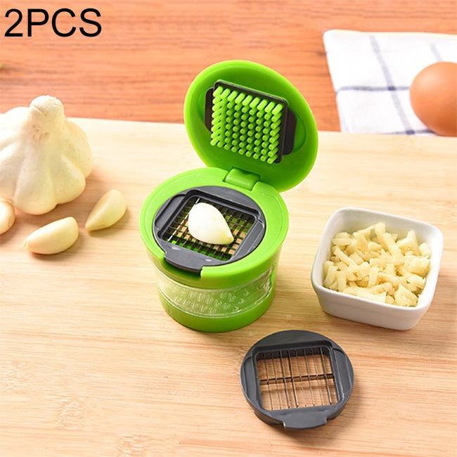 2 PCS Multi-purpose Mini Kitchen Tool Vegetable Garlic Manual Slicer Cutter Chopper Random Color Delivery, Mini Garlic Crusher