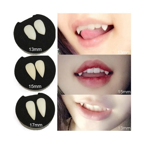 1 Pair 15mm Halloween Party Dentures Props Vampire Zombie Devil Fangs Teeth