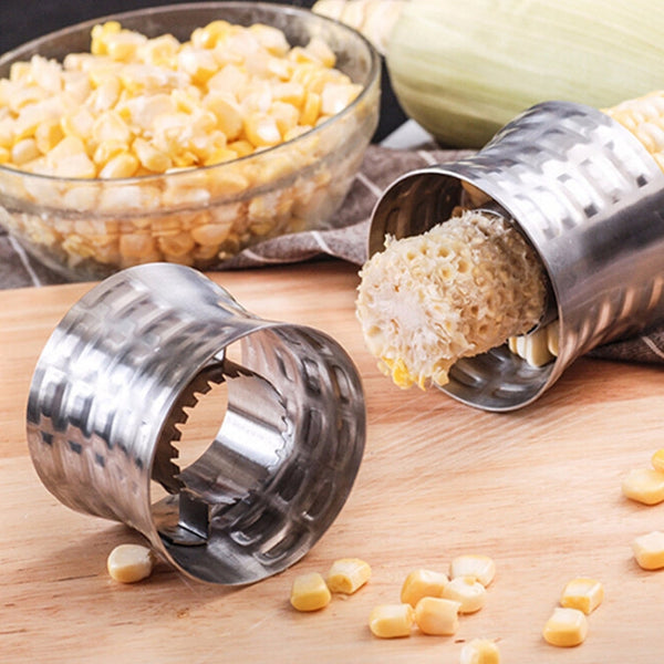 Round Shaped 304 Stainless Steel Household Corn Cutter Cob Corn Stripper Kitchen Tool, Stainless Steel