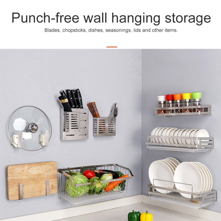 304 Stainless Steel Wall-mounted Kitchen Rack Hanging Knife Holder Double Cage Chopsticks Canister, Double Cage Chopsticks Canister