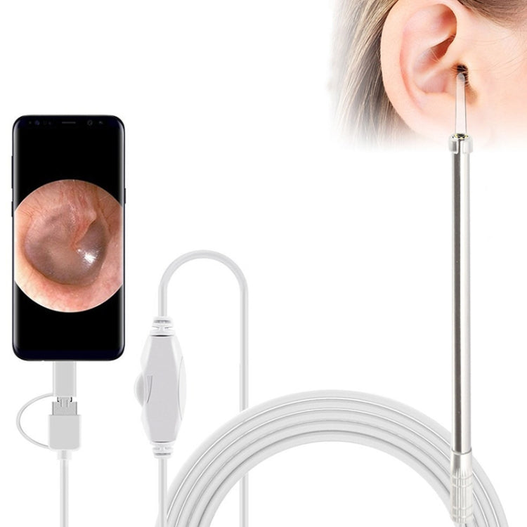 i95 3 in 1 USB Ear Scope Inspection HD 0.3MP Camera Visual Ear Spoon for OTG Android Phones & PC & MacBook, 1.75m Length Cable, 3 in 1 White  0.3MP