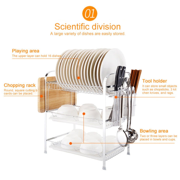 Multi-function Kitchen Stainless Steel Double Diskes Rack Hanging Knife Chopping Block Holder, Knife Chopping Block Holder