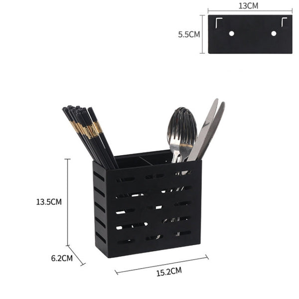 Stainless Steel Wall-mounted Kitchen Rack Double Cage Chopsticks Canister Holder, Chopsticks Canister Holder