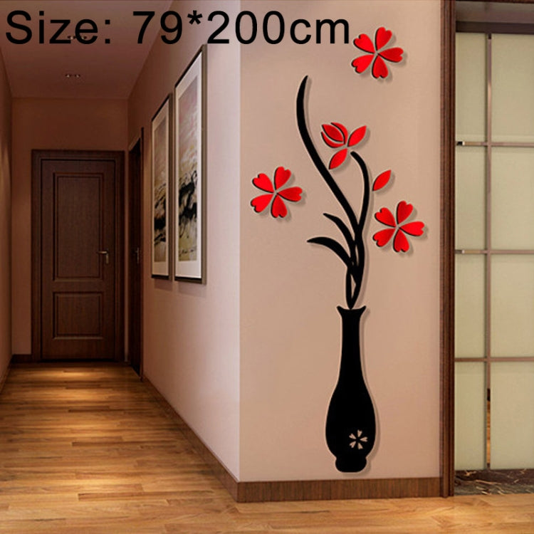 Creative Vase 3D Acrylic Stereo Wall Stickers TV Background Wall Corridor Home Decoration, Size: 79x200x4cm, Size: 79*200cm