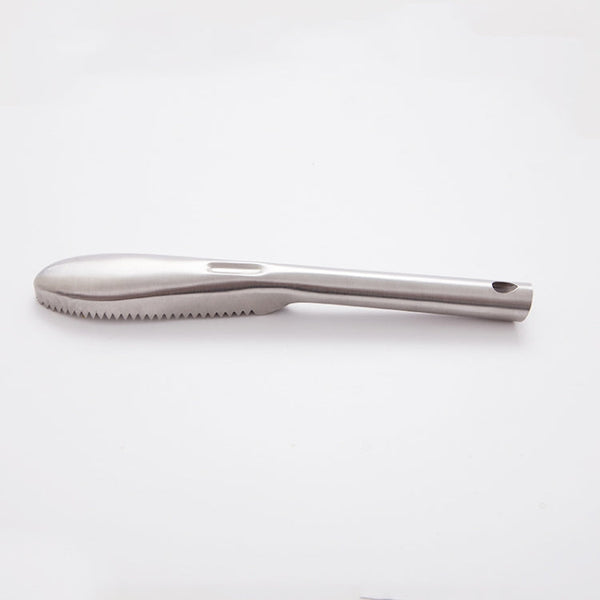 Kitchen Essential Stainless Steel Bidirectional Sawtooth Fish Scraper Fish Scale Planing Knife, 22.5x3cm