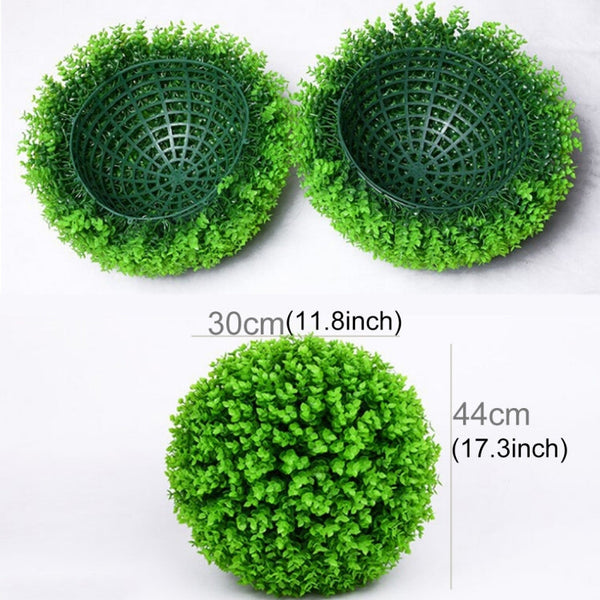 Artificial Green Eucalyptus Plant Ball Topiary Wedding Event Home Outdoor Decoration Hanging Ornament, Diameter: 17 inch