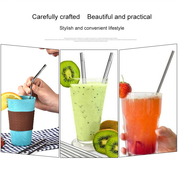 4 PCS Reusable Stainless Steel Drinking Straws + 1 x Cleaner Brush Set Kit, Straight
