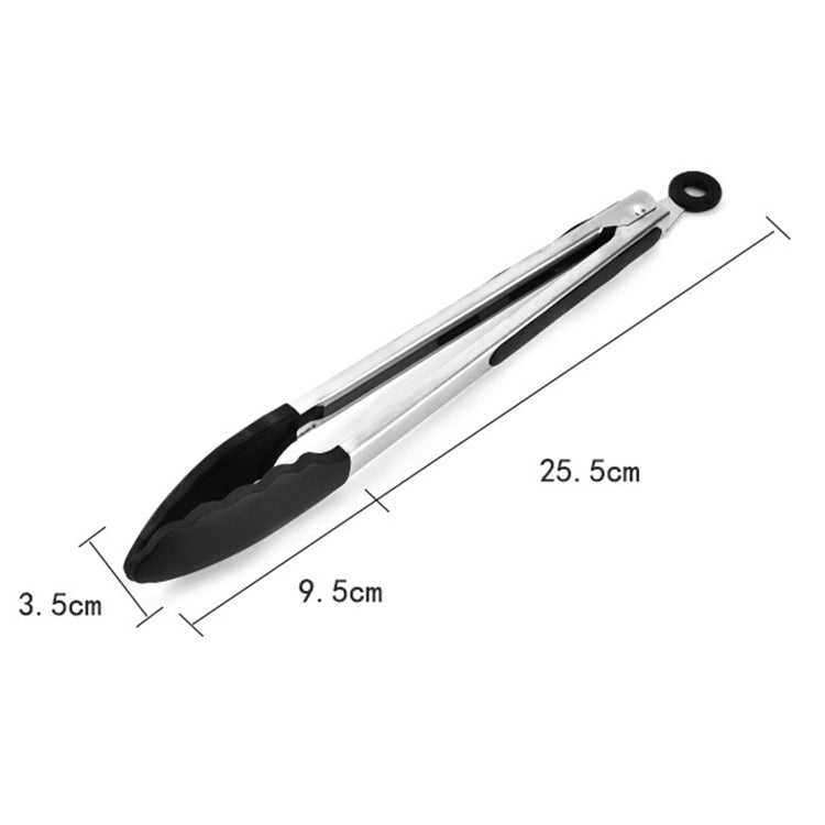 12 inch Silicone Non-slip Food Bread Barbecue BBQ Clip Tongs Kitchen Tools, 12 inch Black, 12 inch Red