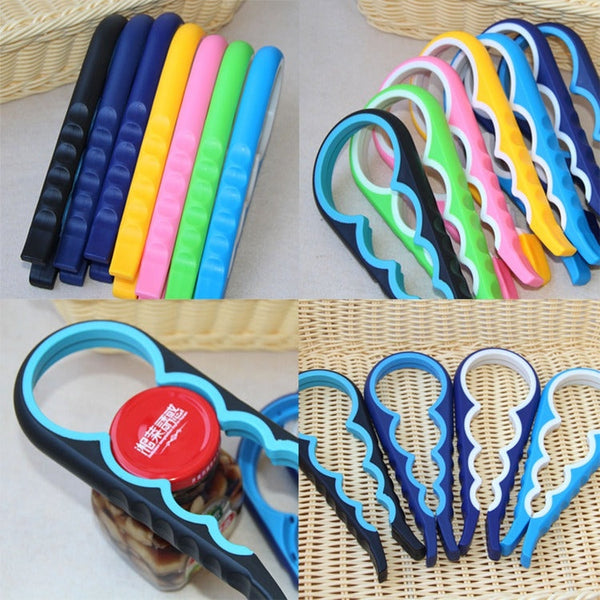 4 in 1 Multi-function Bottle Opener Home Safe Open Cans Anti-skid Cap Kitchen Tool, Random Color Delivery, 4 in 1