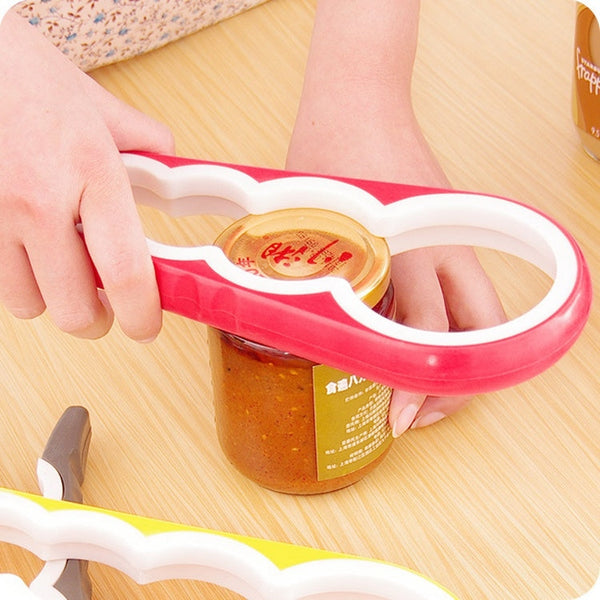 4 in 1 Multi-function Bottle Opener Home Safe Open Cans Anti-skid Cap Kitchen Tool, Random Color Delivery, 4 in 1