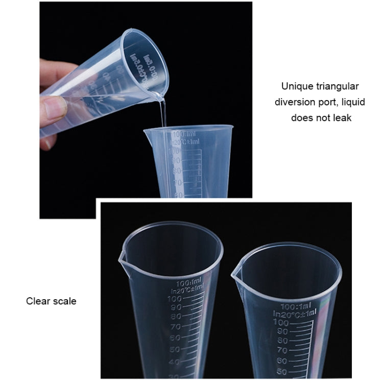 10 PCS 100ml Food Grade PP Plastic Flask Digital Cone Measuring Cup Cylinder Scale Measure Glass Lab Laboratory Tools, 100ml