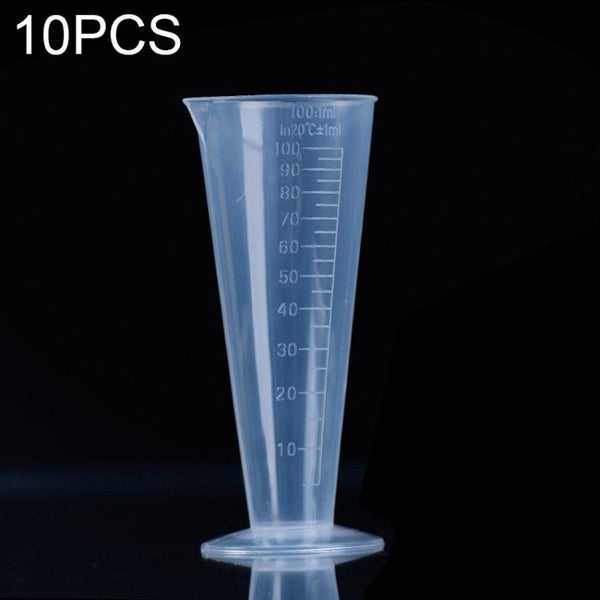 10 PCS 100ml Food Grade PP Plastic Flask Digital Cone Measuring Cup Cylinder Scale Measure Glass Lab Laboratory Tools, 100ml