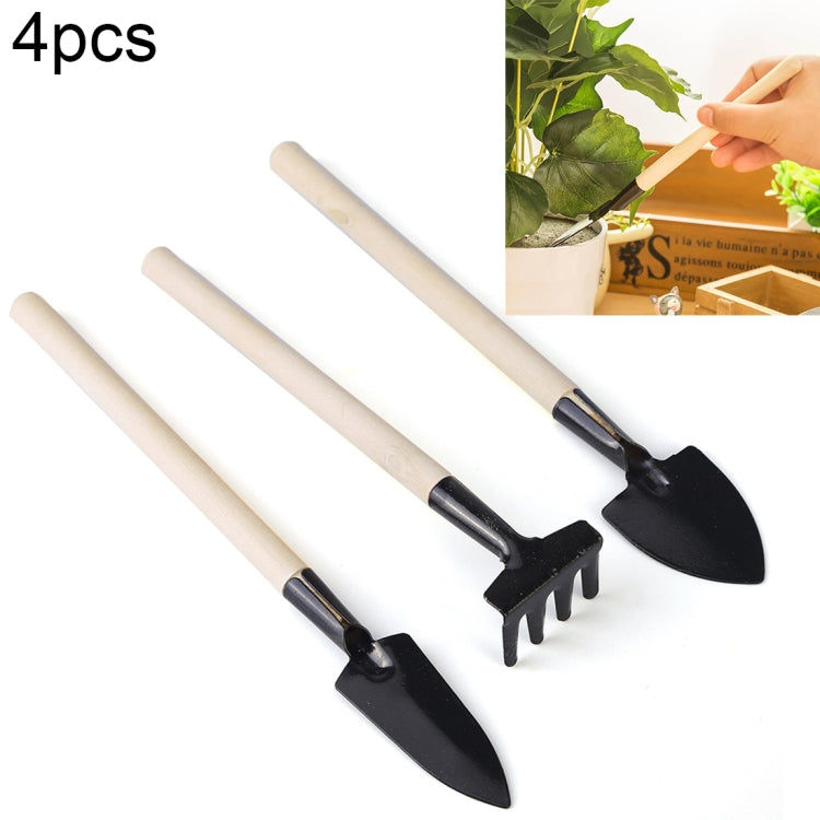 4pcs Rake Shovel Digging Trowel 3 in 1  Wooden Handle Metal Head Mini Garden Plant Tool Gardening Tool, Plant Tool 1