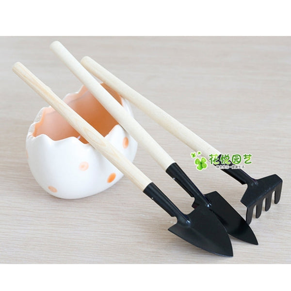 4pcs Rake Shovel Digging Trowel 3 in 1  Wooden Handle Metal Head Mini Garden Plant Tool Gardening Tool, Plant Tool 1