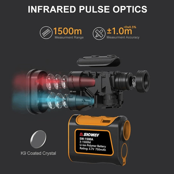SNDWAY SW1000A Handheld Outdoor Waterproof Telescope Range Finder Distance Measurer, 1000m, 1000m