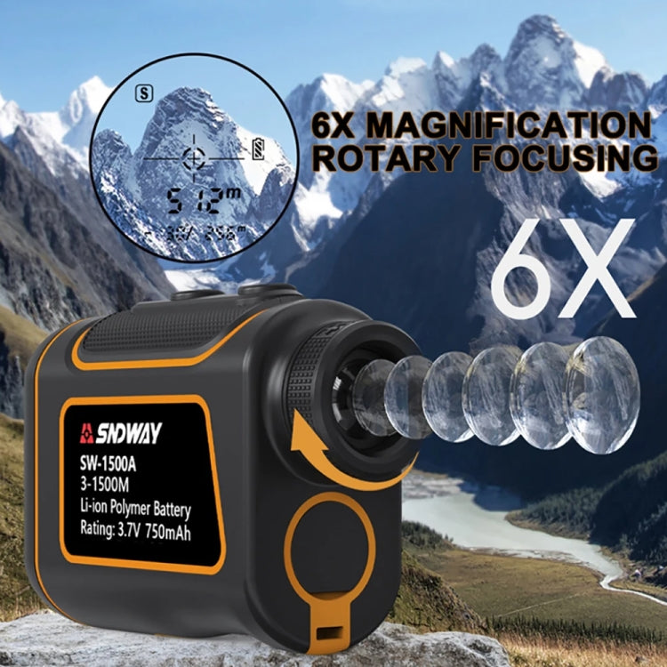 SNDWAY SW1500A Handheld Outdoor Waterproof Telescope Range Finder Distance Measurer, 1500m, 1500m