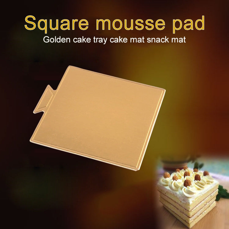 100 / Pack Small Square Cake Cardboard Pad Thick Rigid Golden Cake Mousse Cake Mat, Small Square