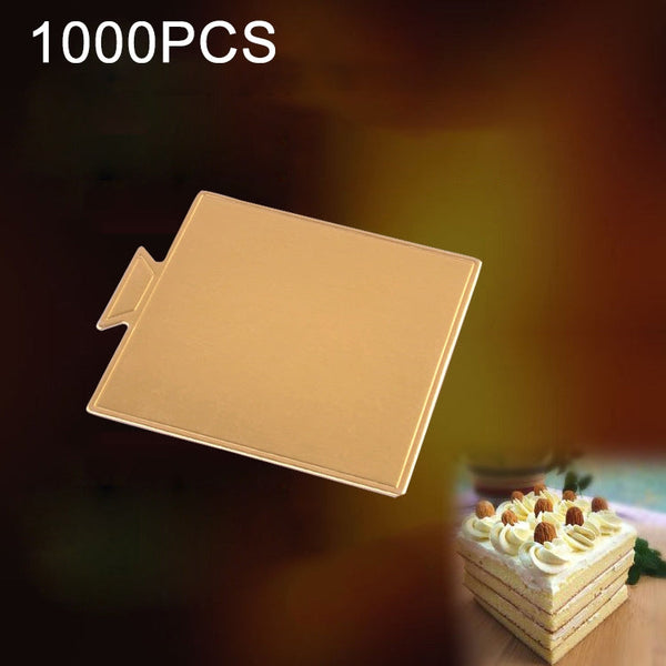 100 / Pack Small Square Cake Cardboard Pad Thick Rigid Golden Cake Mousse Cake Mat, Small Square