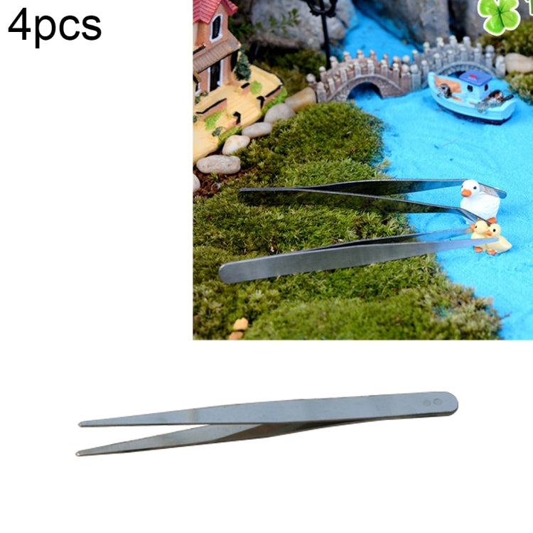 4pcs Stainless Steel Plants Cleaner Tool Straight Tweezer Plants Cleaning Tool Aquarium Maintenance Tools Marine Aquarium Live Plants Tweezers,Length:12cm, 12cm