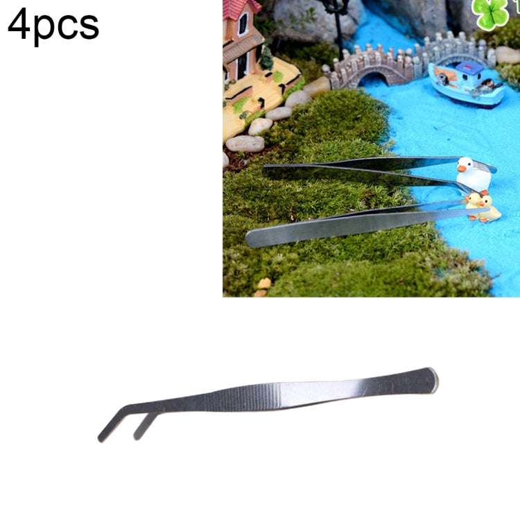 4pcs Stainless Steel Plants Cleaner Tool Crooked Tweezer Plants Cleaning Tool Aquarium Maintenance Tools Marine Aquarium Live Plants Tweezers,Length:17cm, 17cm