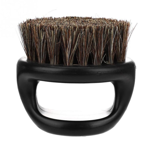 Men Ring Design Portable Boar Brush Black ABS Haircut Cleaning Shaving Brush