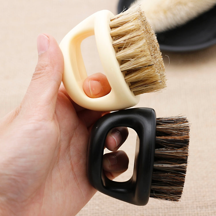 Men Ring Design Portable Boar Brush Black ABS Haircut Cleaning Shaving Brush