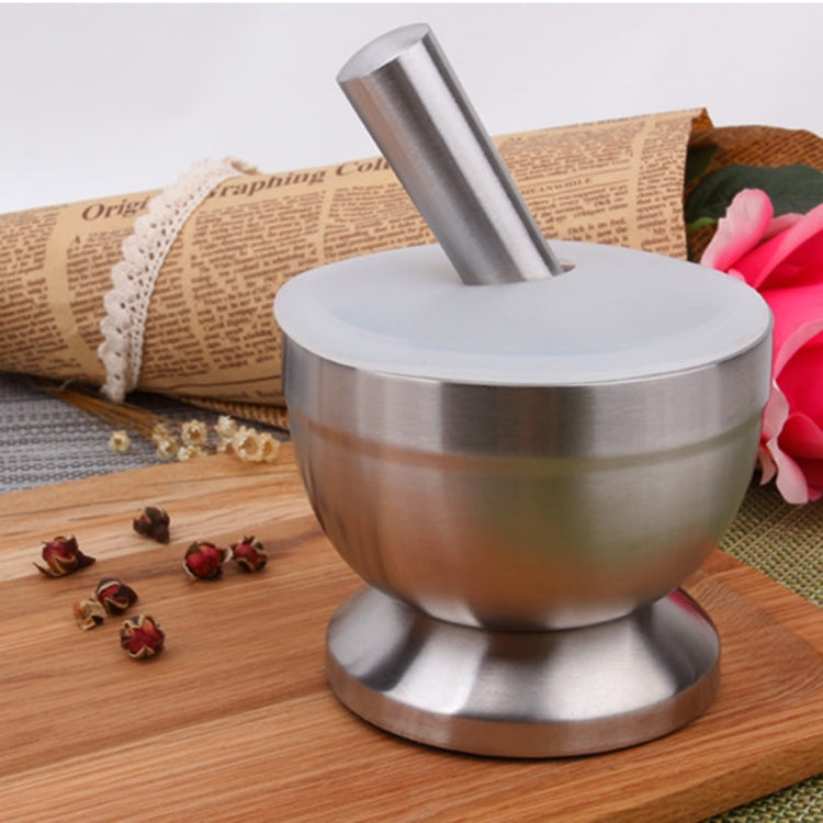 Kitchen Stainless Steel Garlic Food Mortar with Cover, Size: Small, Size: Large