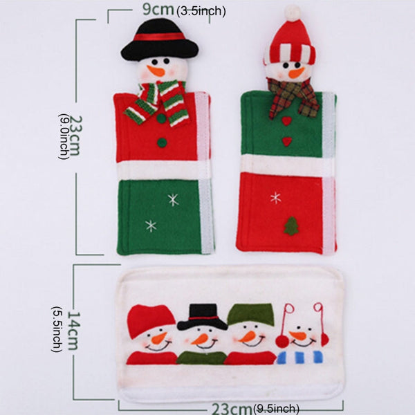 3 in 1 Christmas Style Cloth Fridge Microwave Oven Door Handle Cover Set, Size: 23*14cm, 3 in 1 Set
