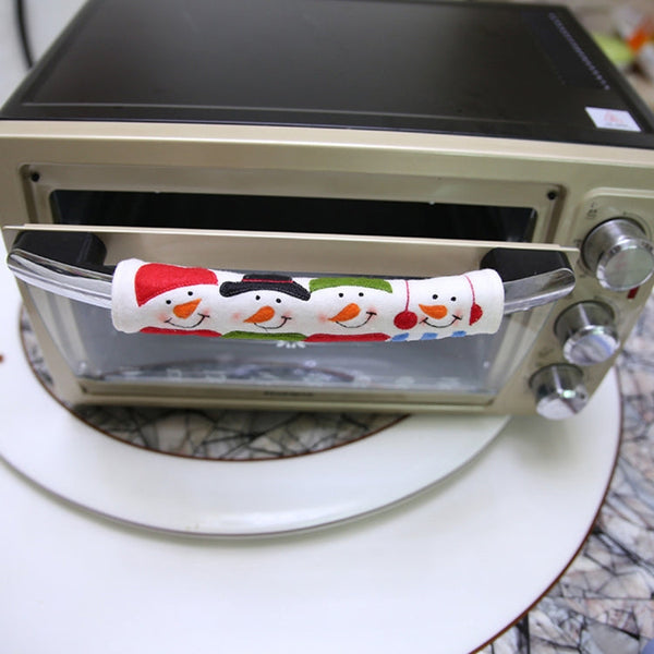 3 in 1 Christmas Style Cloth Fridge Microwave Oven Door Handle Cover Set, Size: 23*14cm, 3 in 1 Set