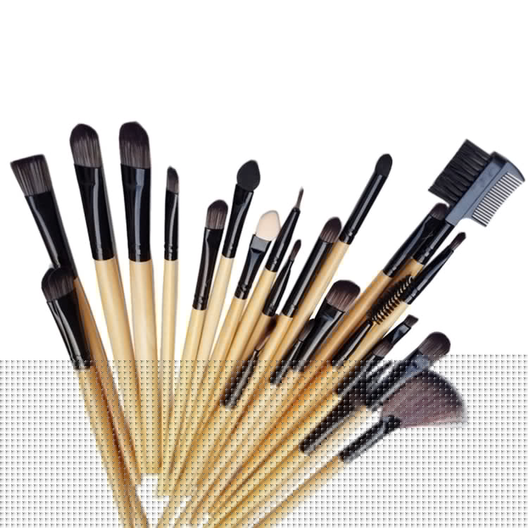 32 PCS Wood Color Handle Makeup Brush Set Beauty Kit + PU Leather Carrying Case