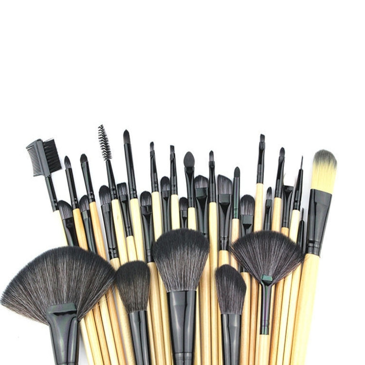 32 PCS Wood Color Handle Makeup Brush Set Beauty Kit + PU Leather Carrying Case