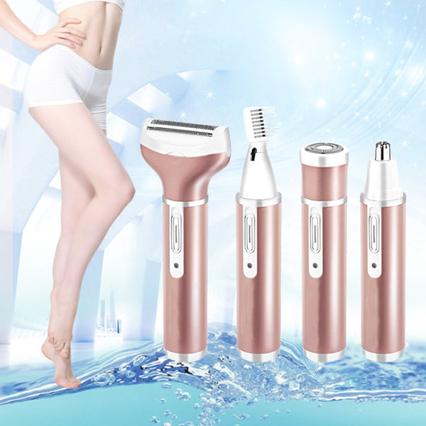 4 In 1  USB Rechargeable Vibrissa Eyebrows Trimmer Body Hair Denuding Machine Set with USB Cable