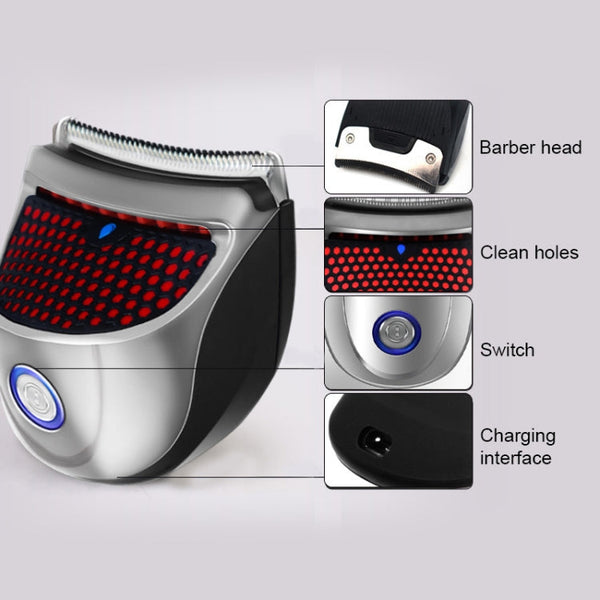 HJ-2019 Men Electric Shaver Fader Self-help Hair Clipper with Cloth + Sponge + Spare Cutter Head, Standard Version, CN Plug, with Cloth + Sponge + Spare Cutter Head