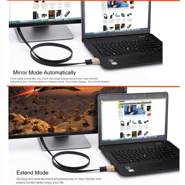 1m HDMI 2.0 (4K)  30AWG High Speed 18Gbps Gold Plated Connectors HDMI Male to HDMI Male Flat Cable, Length: 1m
