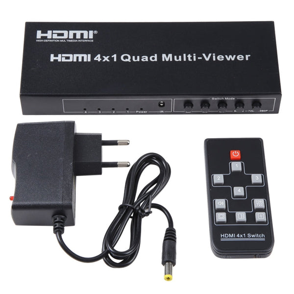 4 in 1 Out HDMI Quad Multi-viewer with Seamless Switcher, EU Plug, 4 x 1, EU Plug, 4 x 1, AU Plug, 4 x 1, UK Plug, 4 x 1, US Plug