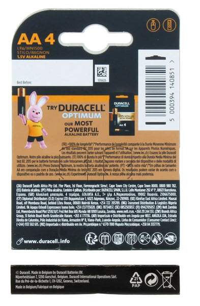 Duracell Plus Alkaline AA Batteries - Pack of 4