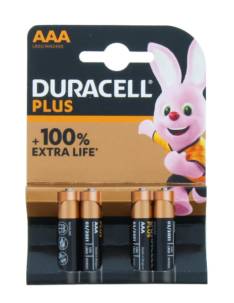 Duracell Plus Alkaline AAA Batteries - Pack of 4