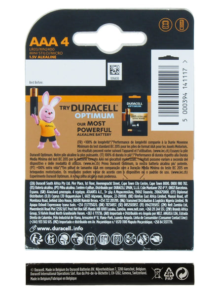 Duracell Plus Alkaline AAA Batteries - Pack of 4