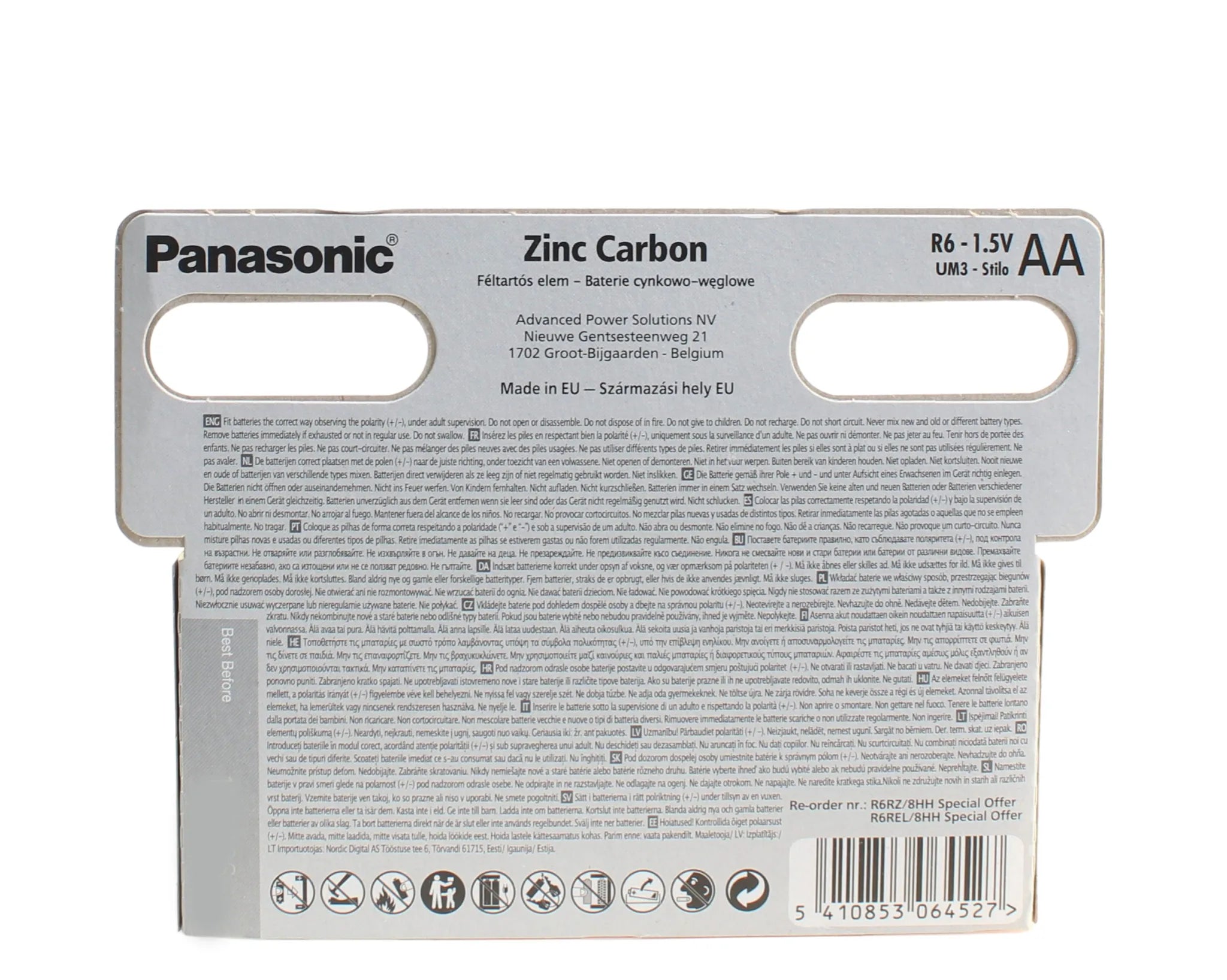 40x AA Panasonic Zinc Carbon Batteries - New R6 1.5V