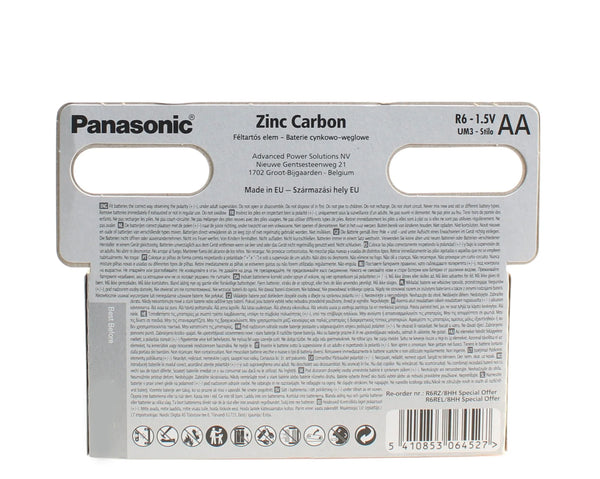 40x AA Panasonic Zinc Carbon Batteries - New R6 1.5V